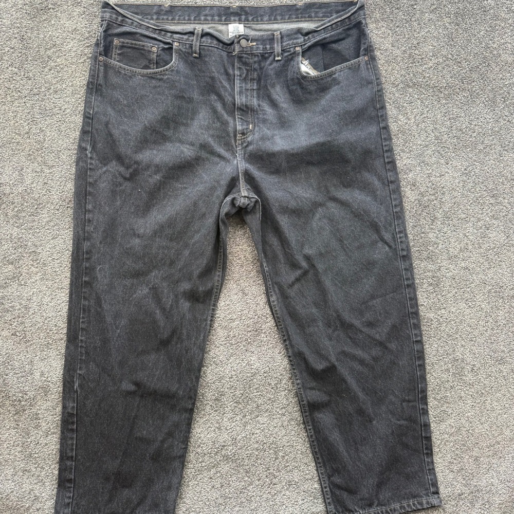 VTG Faded Glory Mens Relaxed Fit Jeans Black Denim 44x30 112371 36 Cotton